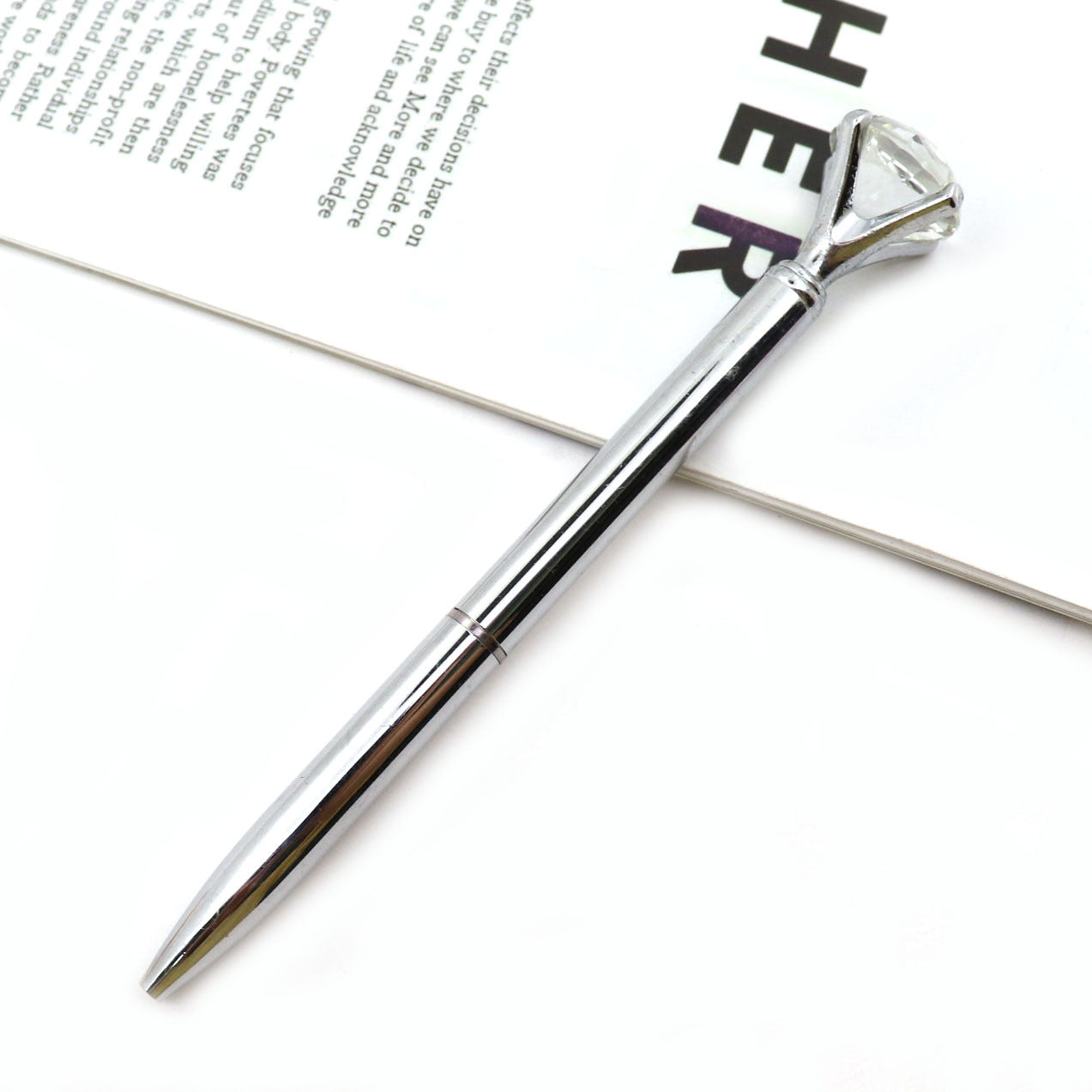 Student Creative Crystal Diamond ballpoint pen advertising pen carved LOGO cross-border large diamond pen metal ballpoint pen
