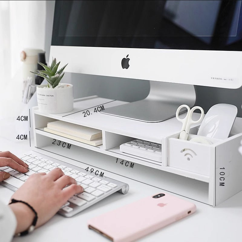Desktop Monitor Computer Elevated Double-Layer Display Stand Office Desk Elevated Multi-Functional Storage Rack