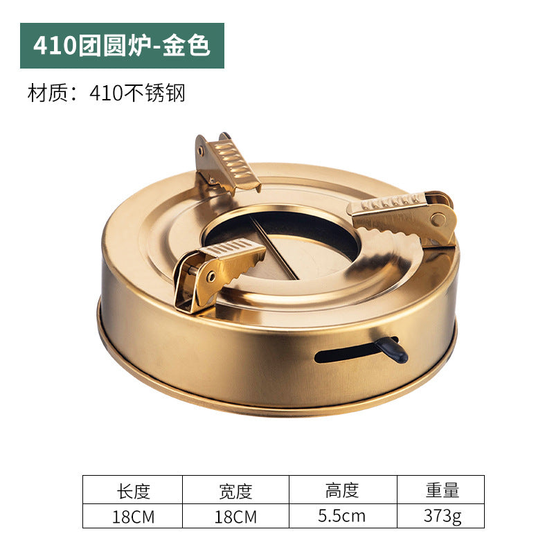 Stainless Steel Pot Dry Pot Seafood Wok Hotel Commercial Alcohol Stove Thickened Honeycomb Small Hot Pot Flat Bottom Bar Ding