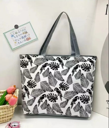 New Canvas Bag Large Capacity Shoulder Bag Women's Bag Printed Handbag Korean Style Tote Bag Literary Canvas Bag