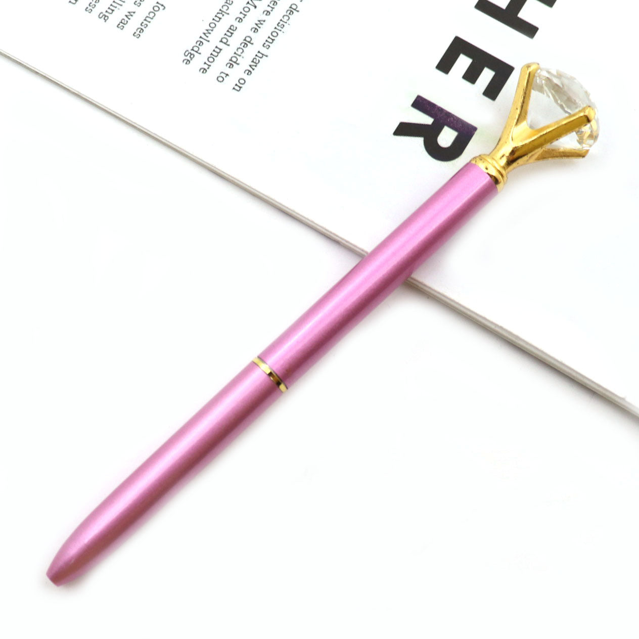 Student Creative Crystal Diamond ballpoint pen advertising pen carved LOGO cross-border large diamond pen metal ballpoint pen