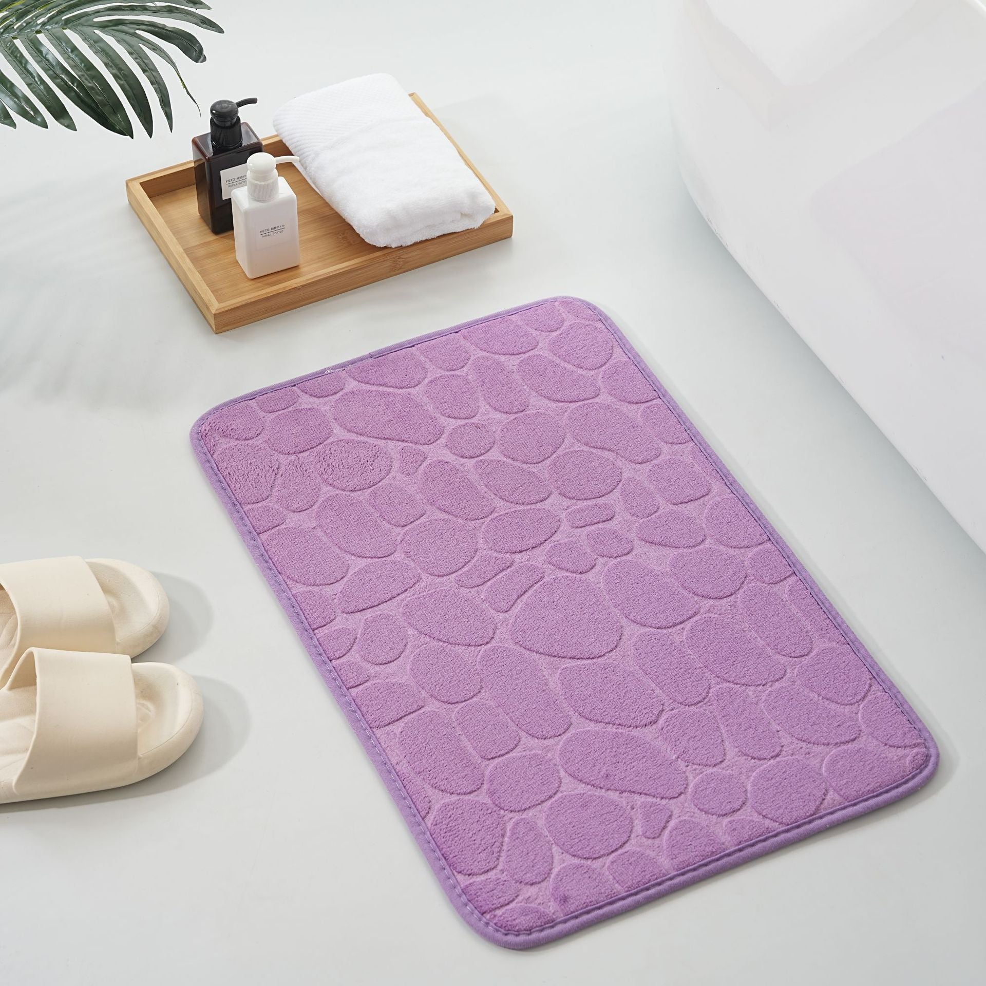 Straight Hair Coral Fleece Mat Pebbles Absorbent Door Mat Hot Selling Bathroom Embossed Foot Mat in stock