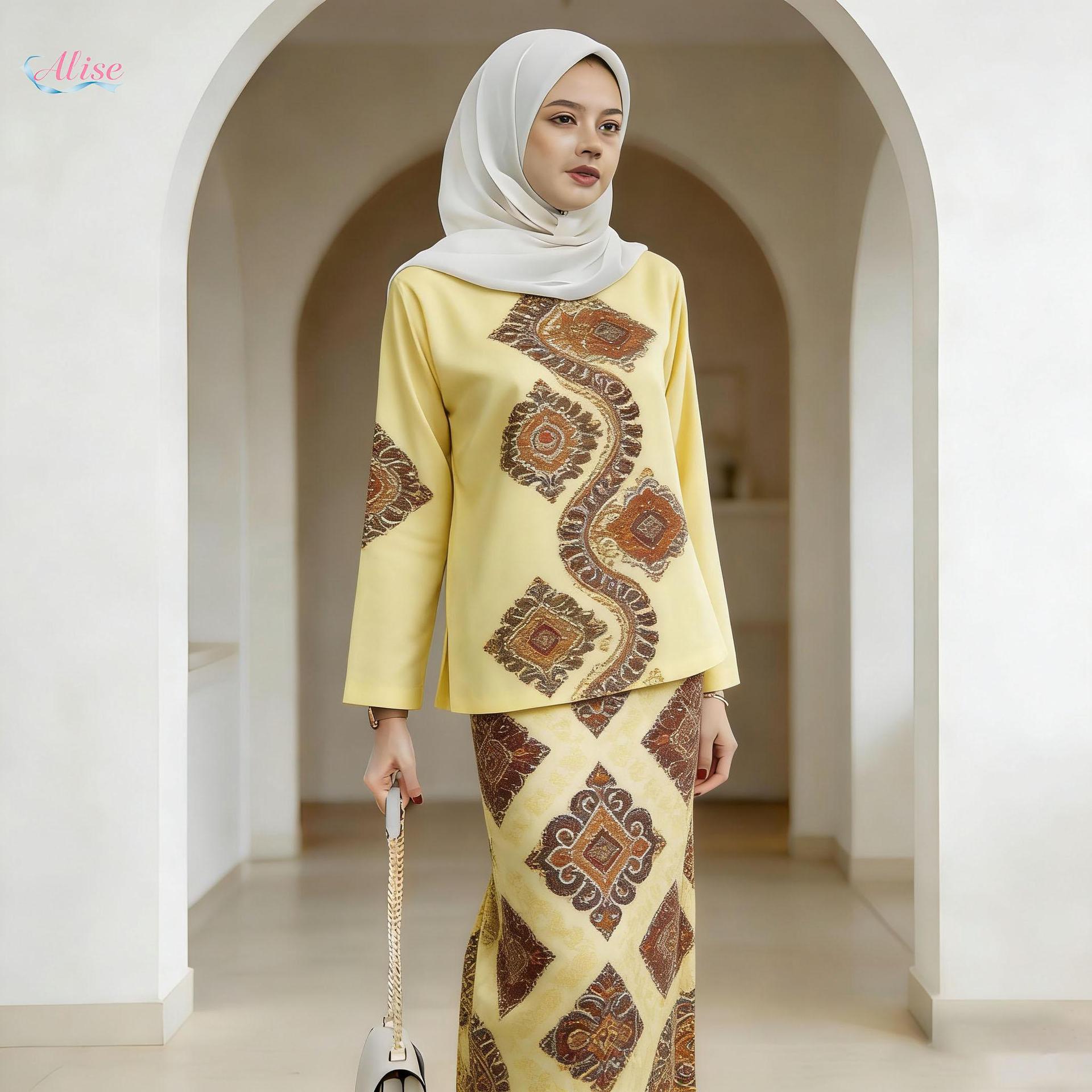 2026 Cross-Border Amazon Independent Station Popular Fashion Long Skirt Temperament Two-Piece Suit Malay Floral Suit