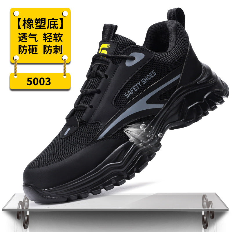 Labor Protection Shoes for Men, Anti-Smash, Anti-Puncture Steel-Toe Shoes, Fly-Knit Comfortable and Wear-Resistant Safety Shoes, Protective Work Shoes