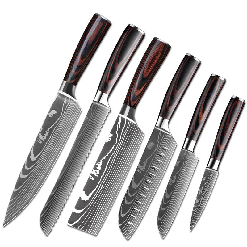 Laser Pattern Western-style Chef Knife Kitchen Knife Sande Knife Damascus Pattern Chef Knife Kitchen Knife suit