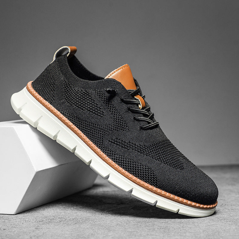 2025 British style men's shoes summer breathable sneaker fly woven mesh shoes men's