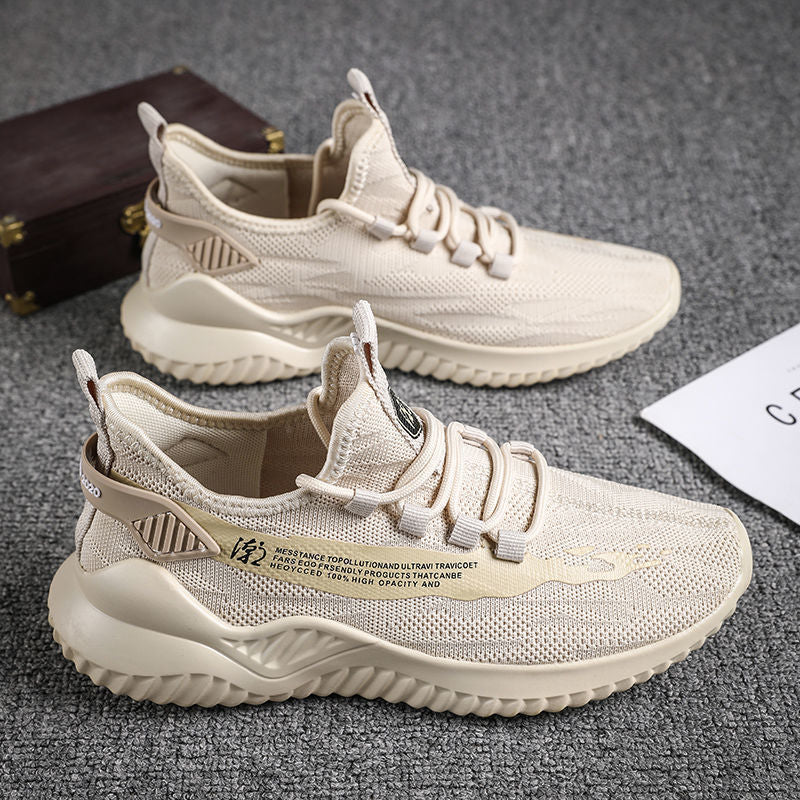 2025 New Summer Korean Style Men's Shoes, Sports Shoes, Fly-Knit Men's Shoes, Mesh Breathable Lightweight Casual Shoes