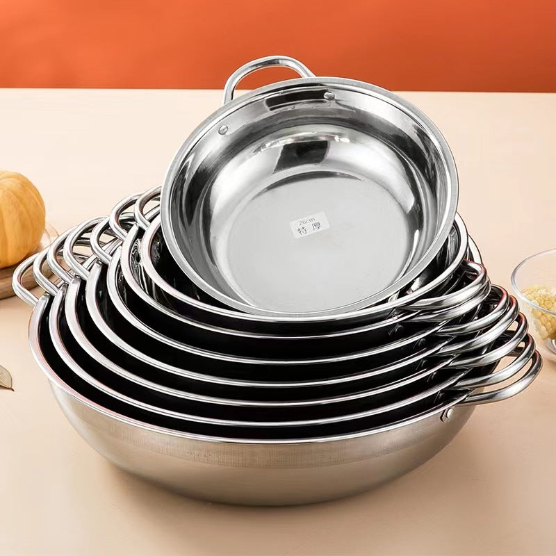 304 Stainless Steel Hot Pot Basin Little Sheep Yuanyang Pot Extra Thick Clear Soup Pot Two Flavor Separated Pot Double Ears Hot Pot with Lid