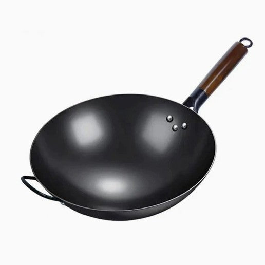 Iron Pot Is Not Easy to Stick, Old-Fashioned Uncoated Wok, Household Gas Stove, Commercial Street Stall, Outdoor Wrought Iron Grilled Blue Pot