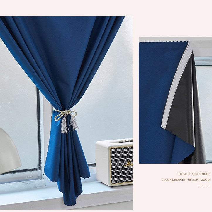 Full Blackout Curtains, No-Drill Magic Tape, Rental House Partition Curtain, Bedroom Bay Window Self-Adhesive Small Window Blocking Short Curtain