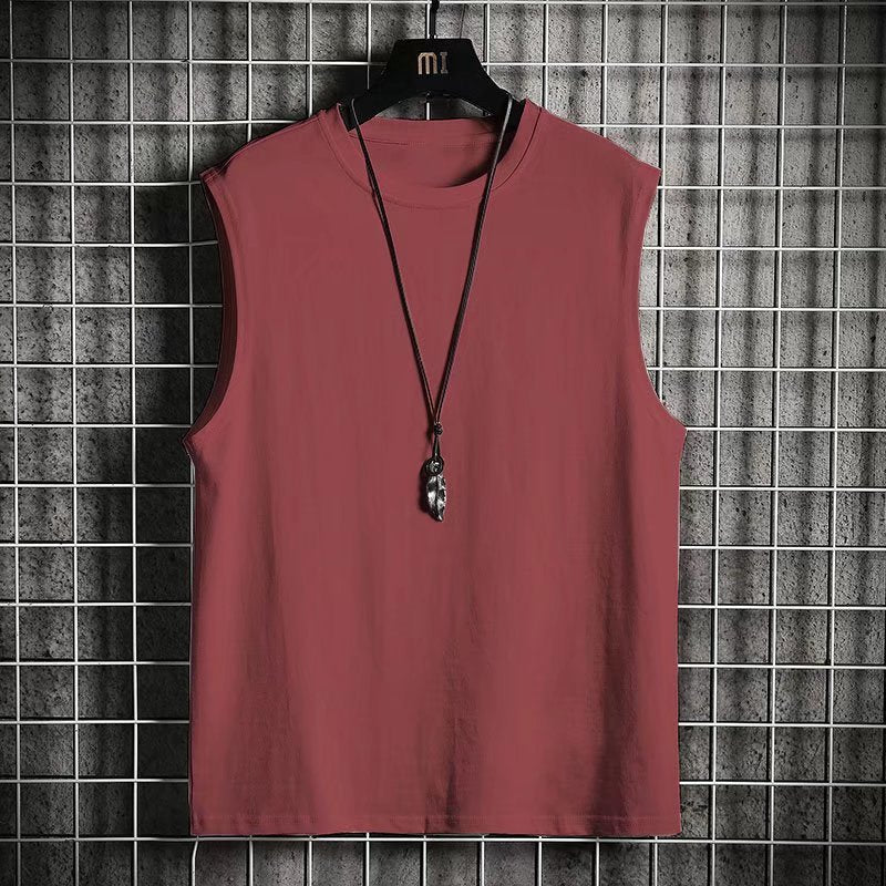 Summer Loose Sleeveless T-Shirt Men's Black Vest Trendy Brand Trendy Ins Bottoming Shirt Sports Fitness Running T-Shirt