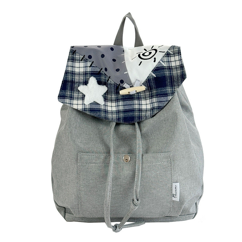 K-Style Ins Preppy Style Backpack Female Niche Design Cartoon Cute Star Student School Bag Large Capacity Backpack
