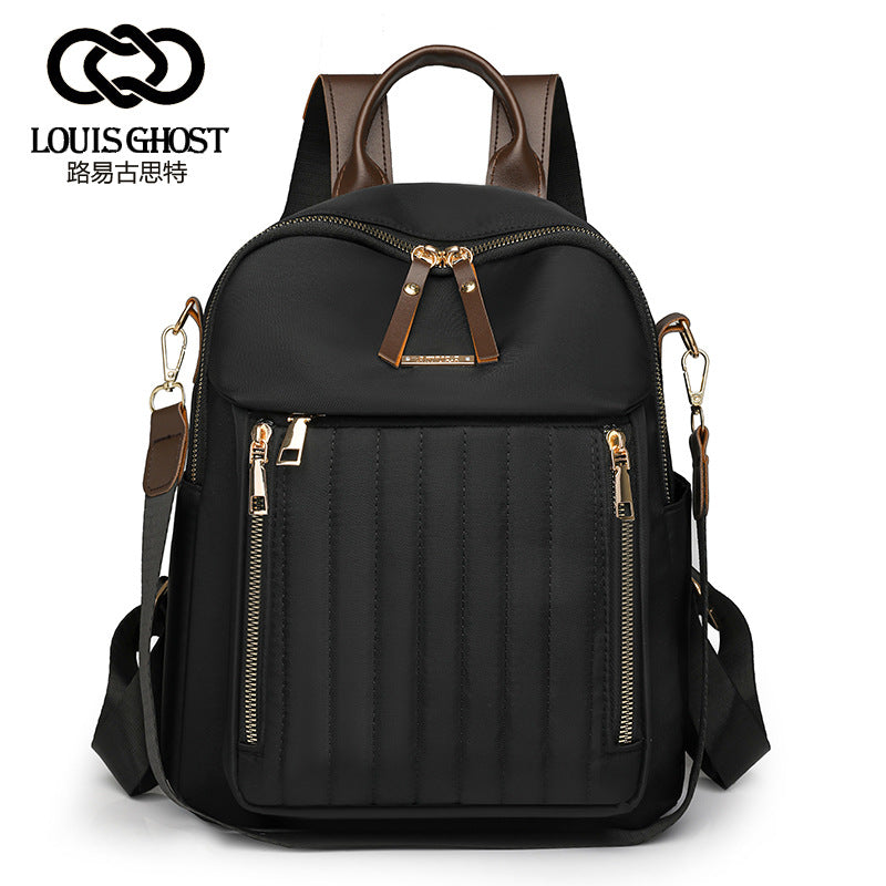 Lingge Embroidered Rucksack Women's 2025 New Arrival Korean Style All-Match Women's Backpack Large Capacity Water-repellent Travel Backpack