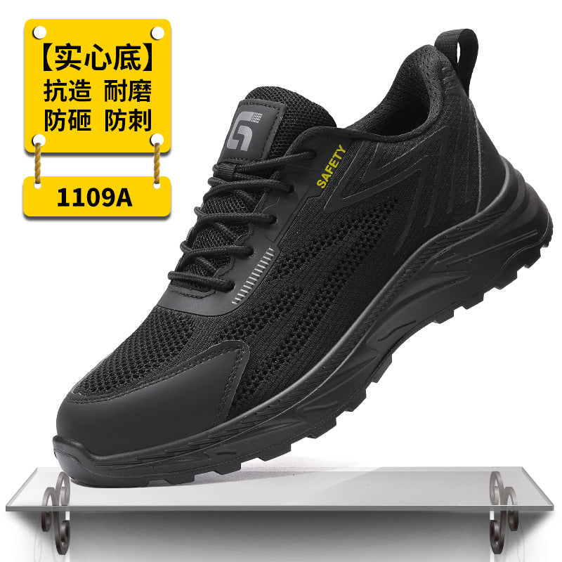 Labor Protection Shoes for Men, Anti-Smash, Anti-Puncture Steel-Toe Shoes, Fly-Knit Comfortable and Wear-Resistant Safety Shoes, Protective Work Shoes