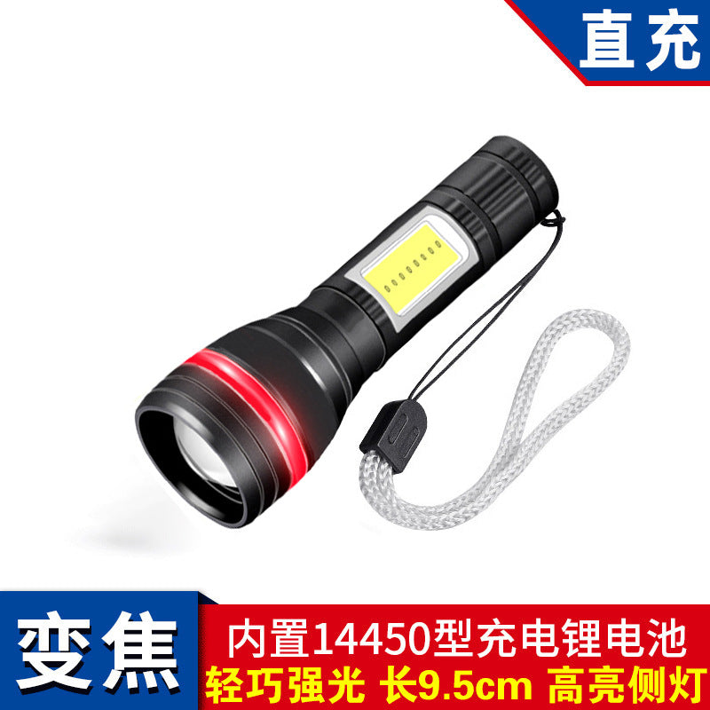 led flashlight rechargeable multi-purpose long-range portable super bright household mini portable side light