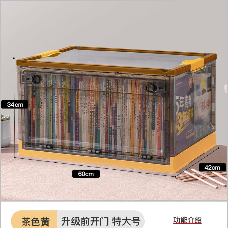 Large Plastic Folding Storage Box with Lid for Books Books Transparent Toy Pulley Tidy Box Book Box Storage Box