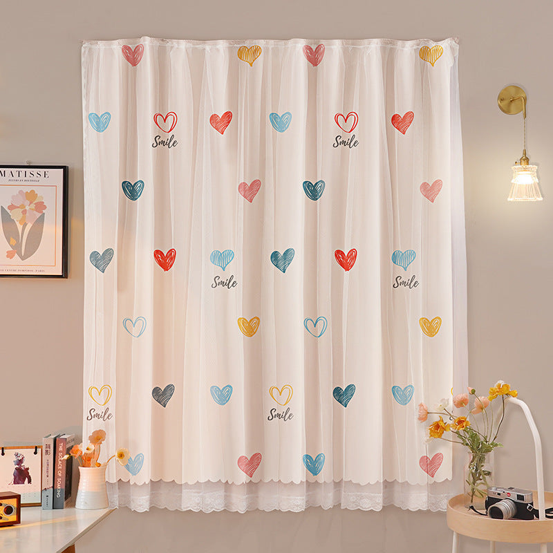 No-Drill Installation Simple Curtain for Bedroom Blackout with Rod, Complete Set for Small Windows, Bay Window Covering Fabric, Rental Room Door Curtain