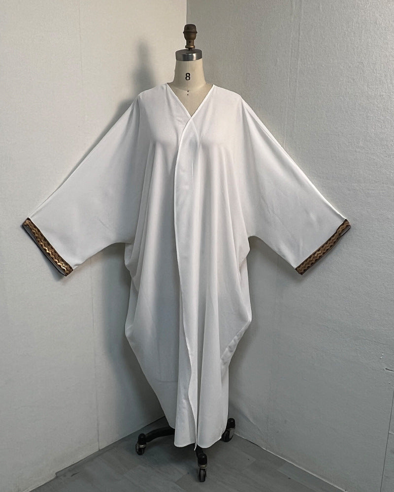 F420 Export Cross-Border E-Commerce Independent Station Arabic Bead Embroidered Lace Robe Fashionable Outer Wear Abaya Robe