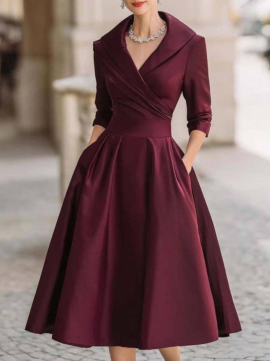 2025 New European and American Women's Clothing Amazon Xiyin Independent Website Elegant Formal Waist-Cinching Slimming Dress