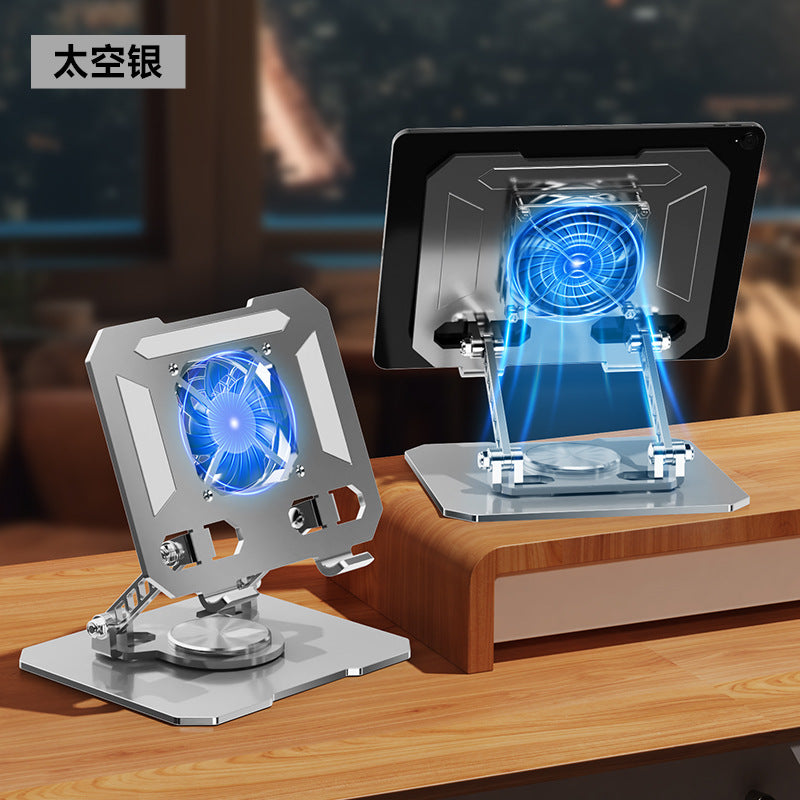 360 ° Rotating Metal Laptop Cooling Stand with Fan Desktop Tablet Support Stand Lifting Artifact