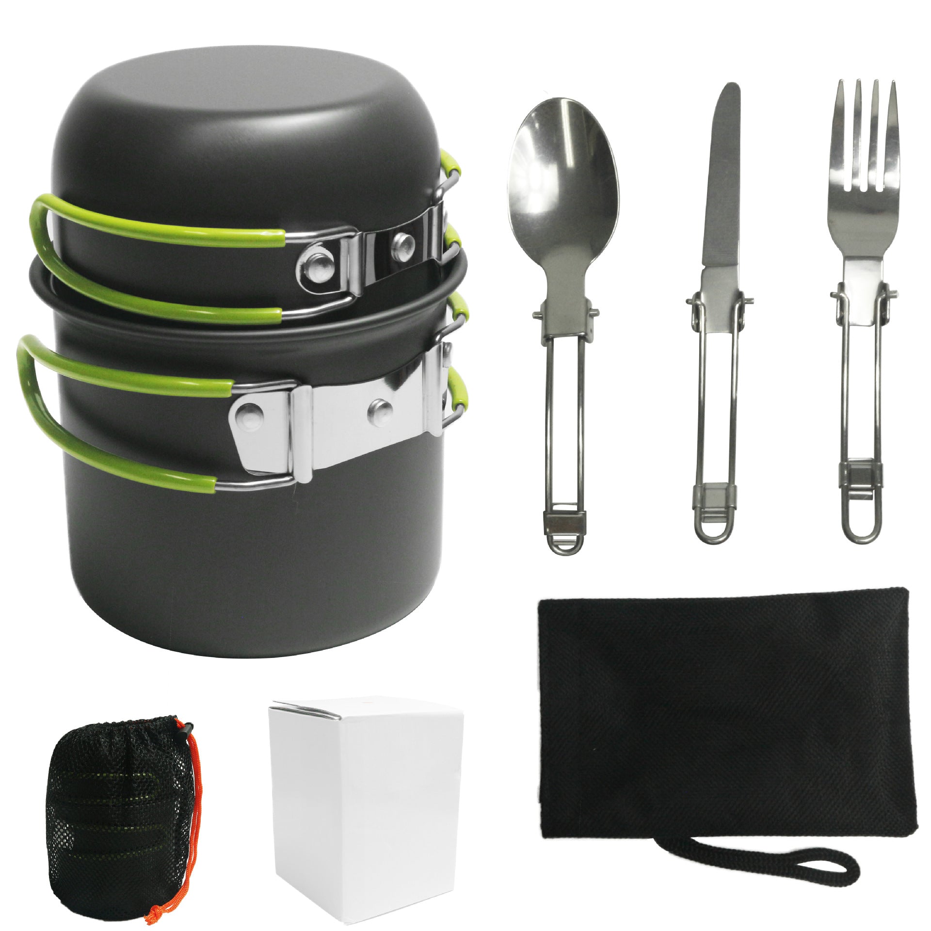 Outdoor Products Amazon Best-Selling Outdoor Pot Set for 1-2 People Portable Camping Cookware with Tableware Ds-101