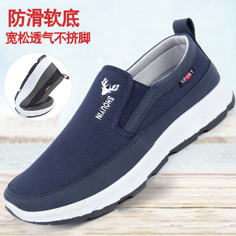Spring old Beijing cloth shoes breathable canvas shoes men's slip-on non-slip wear-resistant work shoes tendon sole casual shoes