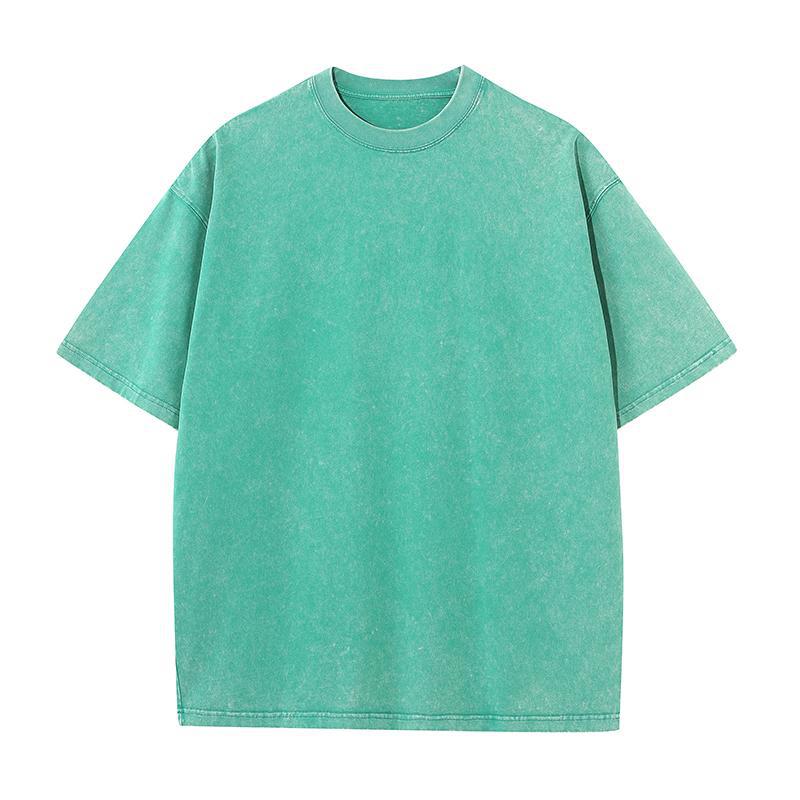 Oversizes Men's and Women's Pure Cotton American Retro Washed T-Shirts Short-Sleeved Loose Tops European Size