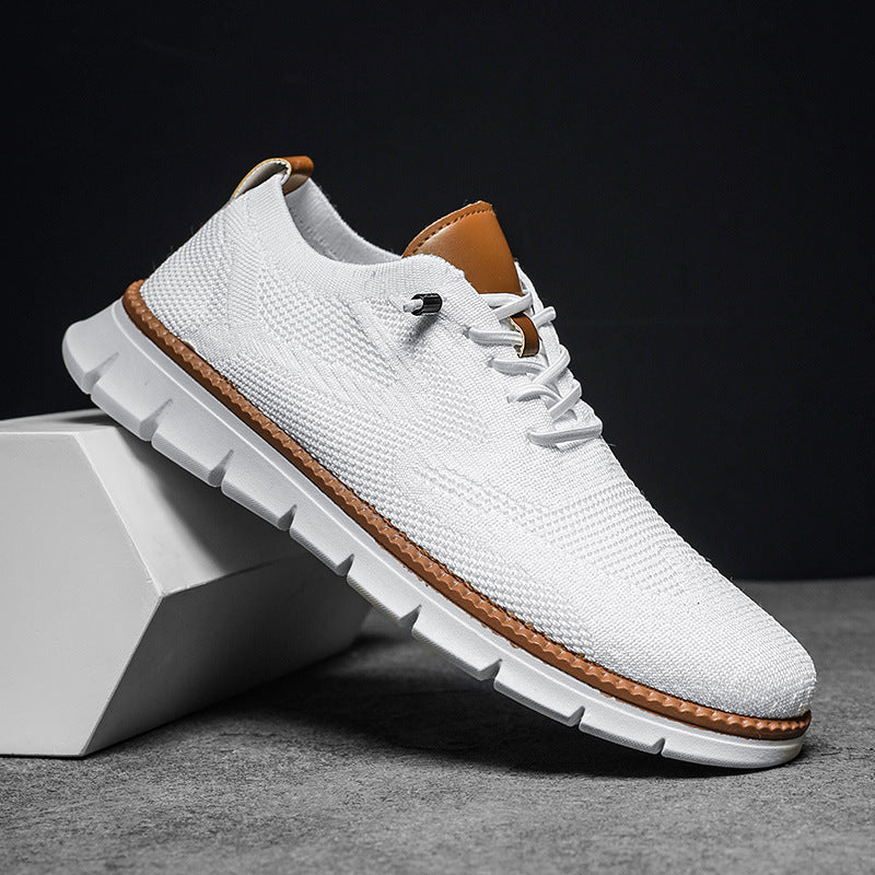 2025 British style men's shoes summer breathable sneaker fly woven mesh shoes men's