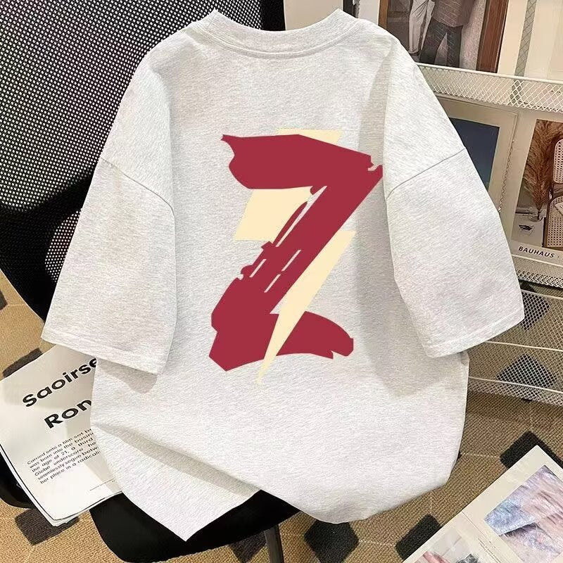 Fashion Brand Contrast Color Letter Print Short-Sleeved T-shirt Boys and Girls Summer 2026 American Students All-Match Loose Top Ins