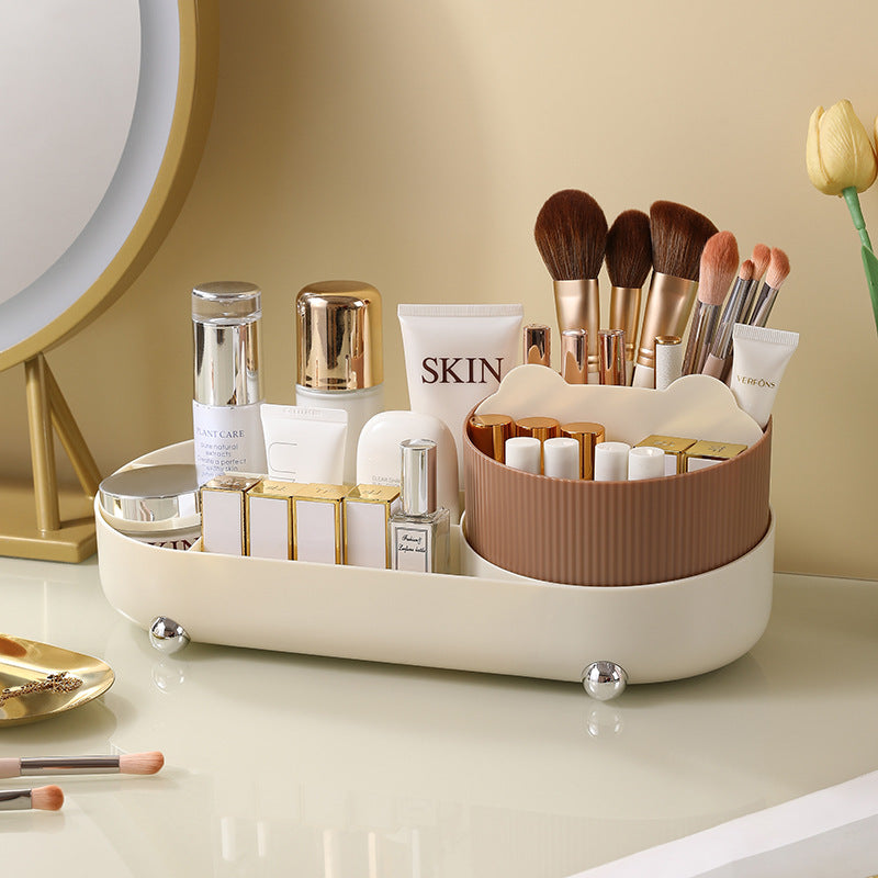 Plastic Cosmetic Storage Box Advanced Desktop Storage Dust-proof Bedroom Large Capacity Cosmetic Storage