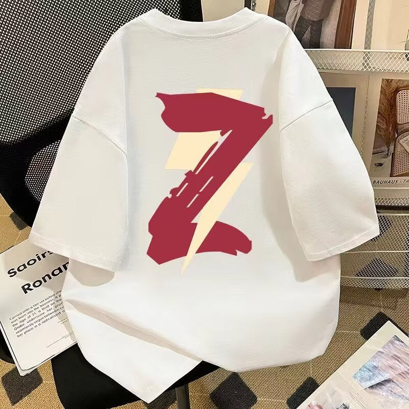 Fashion Brand Contrast Color Letter Print Short-Sleeved T-shirt Boys and Girls Summer 2026 American Students All-Match Loose Top Ins