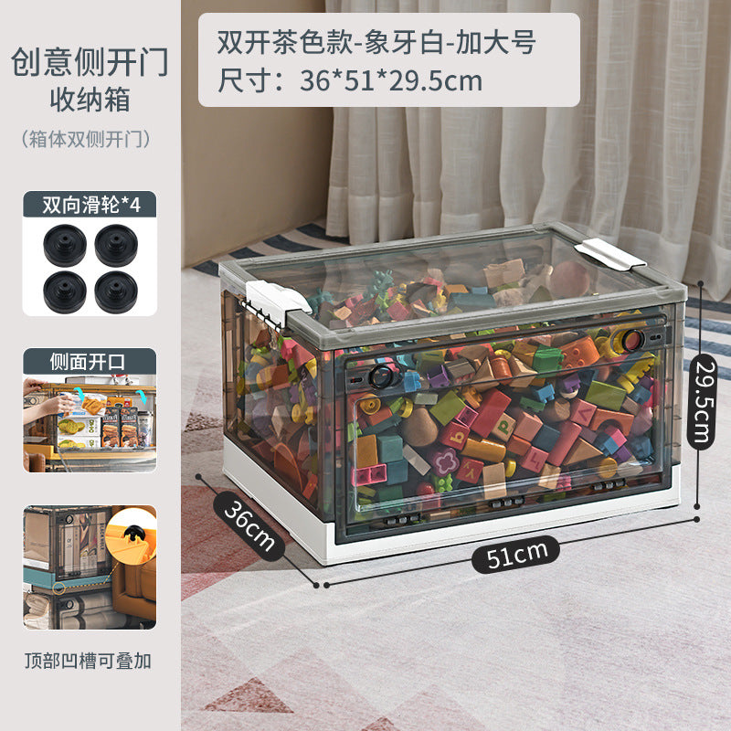 Large Plastic Folding Storage Box with Lid for Books Books Transparent Toy Pulley Tidy Box Book Box Storage Box