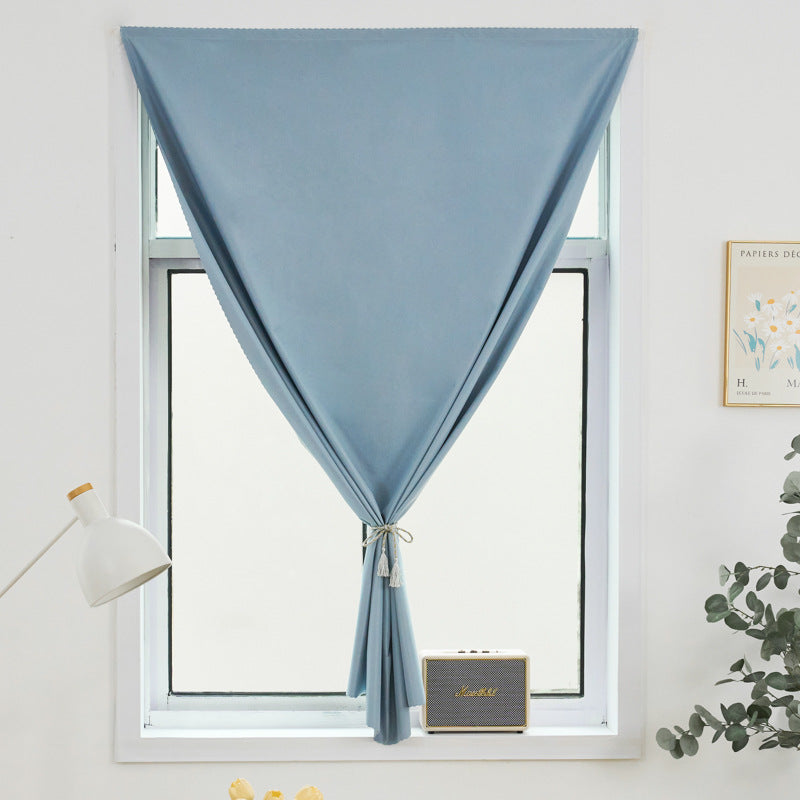 Full Blackout Curtains, No-Drill Magic Tape, Rental House Partition Curtain, Bedroom Bay Window Self-Adhesive Small Window Blocking Short Curtain