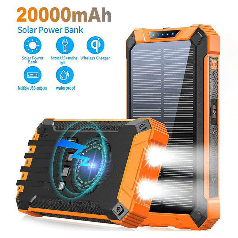 Solar Power Bank 20000Mah Camping Light Portable Power Bank