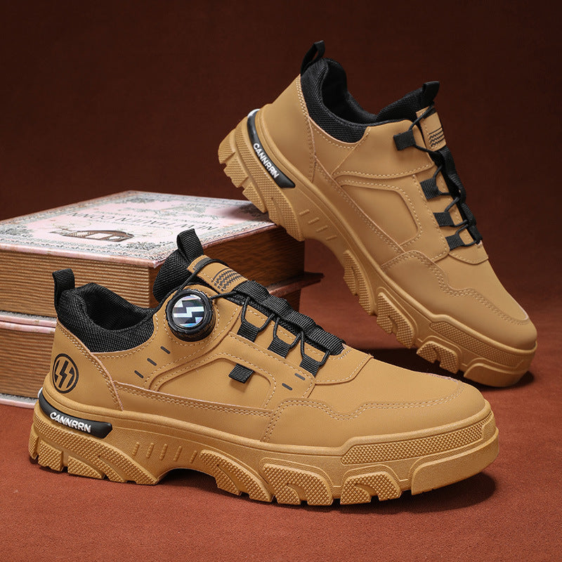 Men's Shoes 2025 Spring New Low-top Slip-on Swivel Button Sports Casual Trendy Shoes Outdoor Waterproof Tooling Shoes