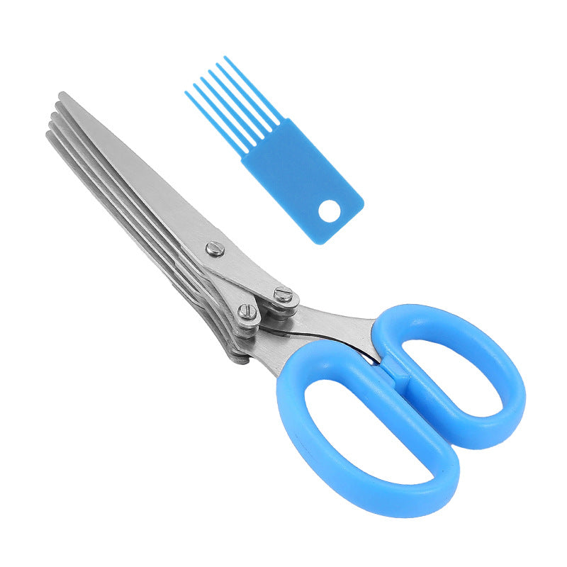 Five-layer onion scissors oblique stainless steel onion scissors paper scissors seaweed food scissors household kitchen multi-layer scissors