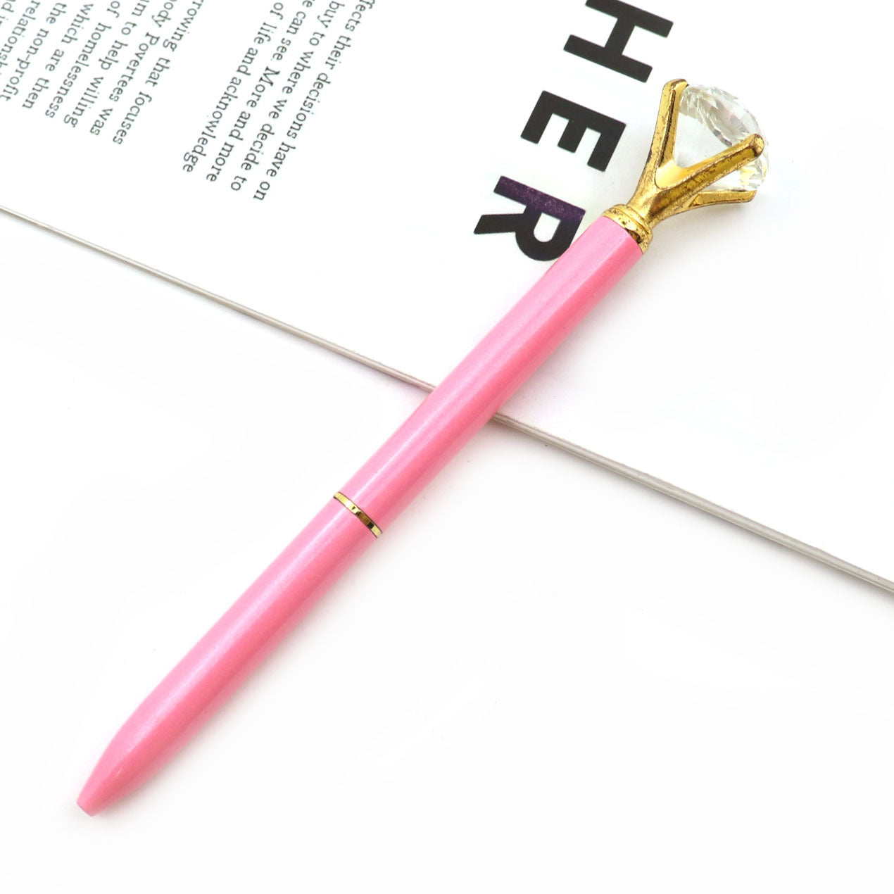 Student Creative Crystal Diamond ballpoint pen advertising pen carved LOGO cross-border large diamond pen metal ballpoint pen