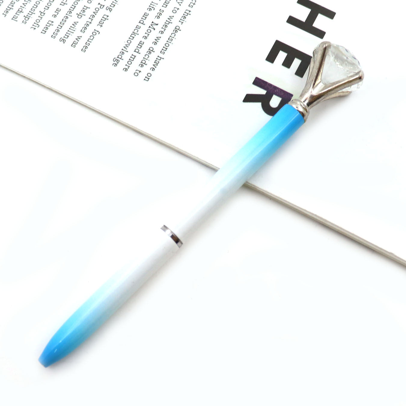 Student Creative Crystal Diamond ballpoint pen advertising pen carved LOGO cross-border large diamond pen metal ballpoint pen