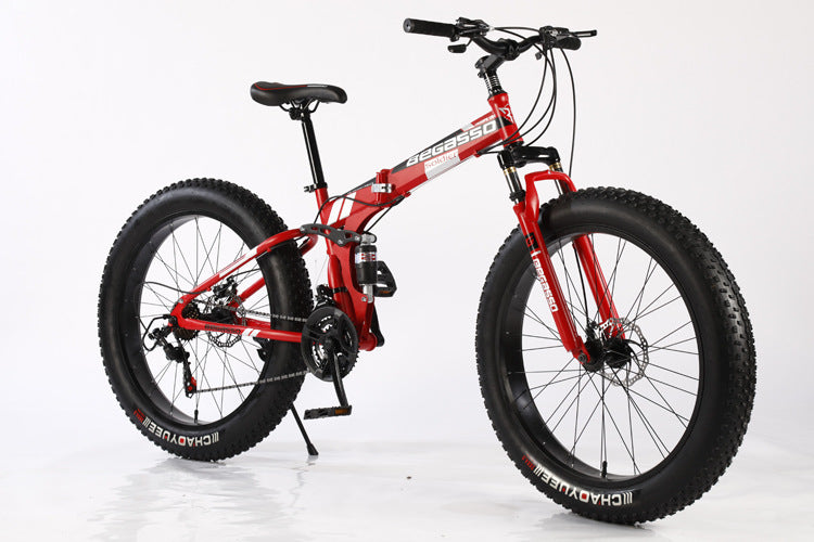 Outdoor Folding Snow Bike Soft Tail Mountain Bike 4.0 Wide Big Tire Variable Speed 26 ATV bicycle
