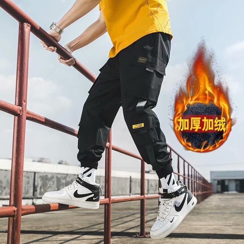 Men's Summer Thin Cargo Pants, Large Size, Cropped Sports Pants, Korean Style, Trendy Loose Jogger Casual Long Pants