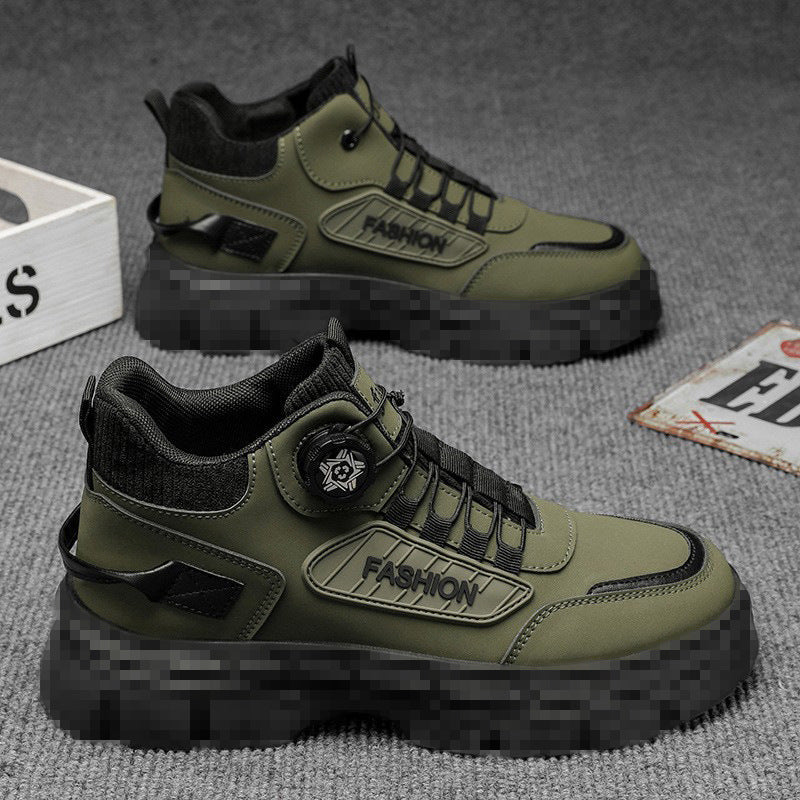 2026 Spring Martin Boots Men's Mid-Top Casual Sports Outdoor Hiking Men's Waterproof Non-Slip Height-Increasing Martin Boots