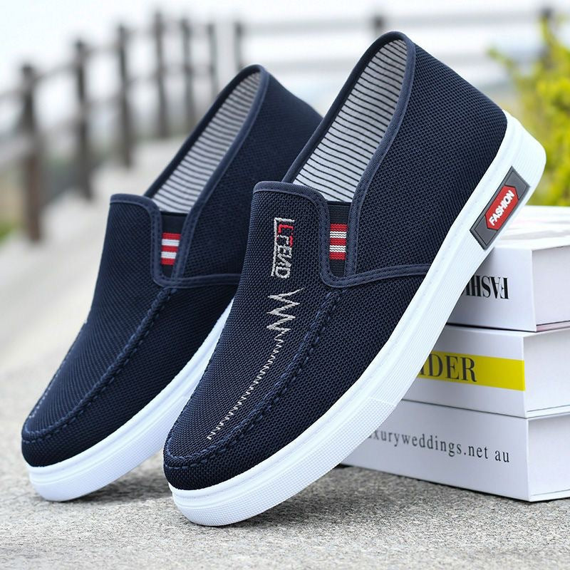 Spring old Beijing cloth shoes breathable canvas shoes men's slip-on non-slip wear-resistant work shoes tendon sole casual shoes