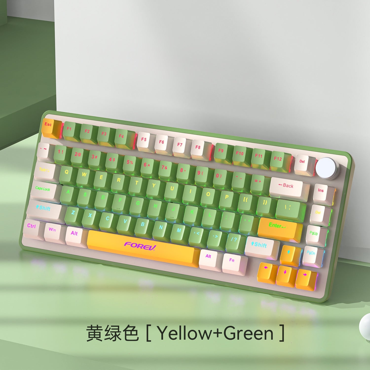 K82 Wired Game E-sports Joint Gasket Three-mode Mechanical Keyboard High Color Value RGB Knob Mechanical Keyboard