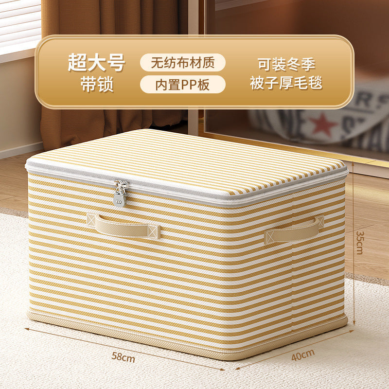 Clothes with Lock Fabric Finishing Box Household Super Large Capacity Foldable Clothes Wardrobe Toy Storage Basket Storage Box