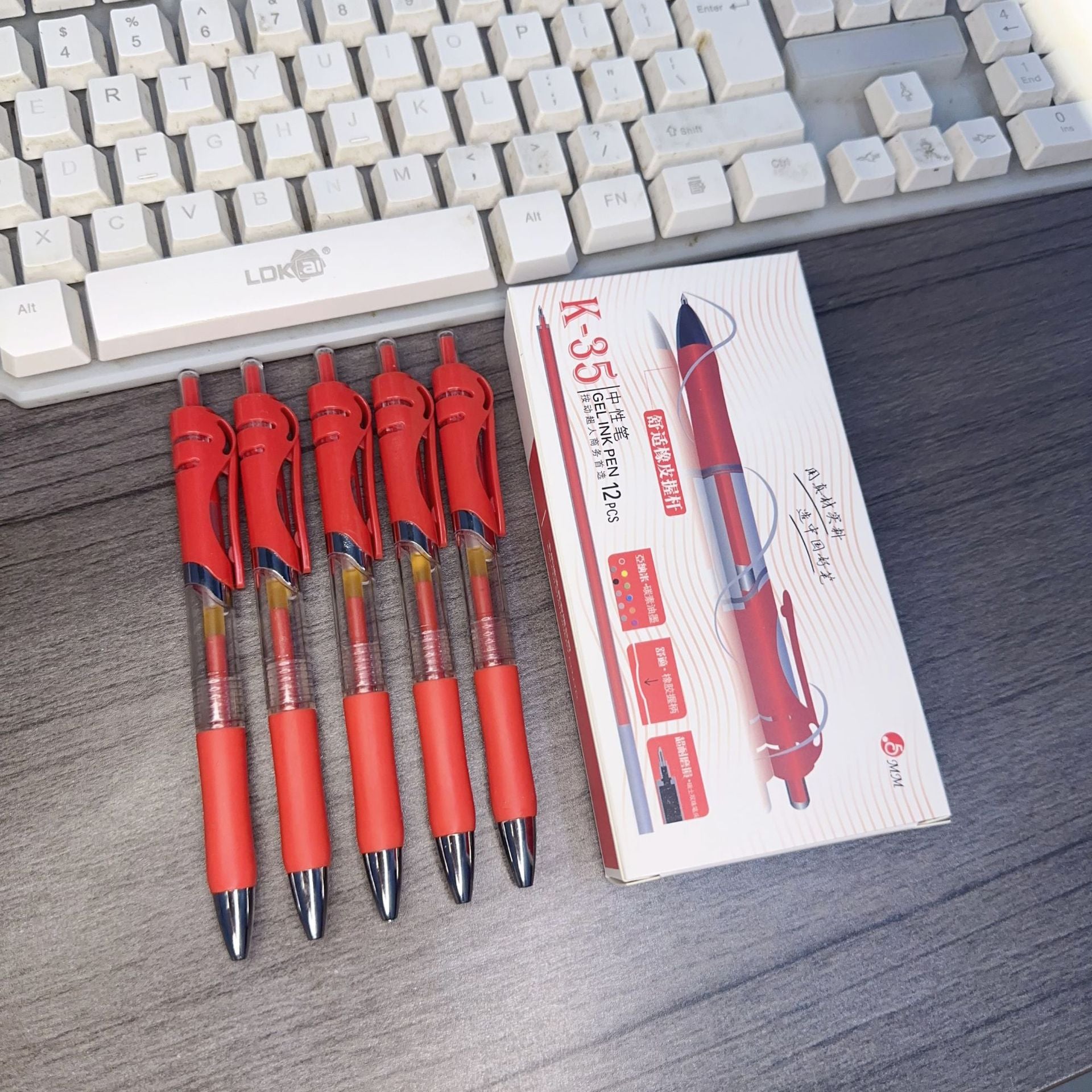 K35 Press Gel Pen Ballpoint Pen Signature Pen Boxed Stationery Student Wholesale Exam Bullet 0.5mm Quick Drying