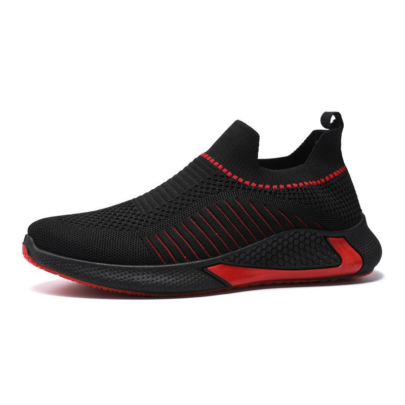 2025 New Men's Shoes Summer Flyknit Breathable Trendy Sports Shoes Large Size Sports Casual Shoes Casual Socks Shoes