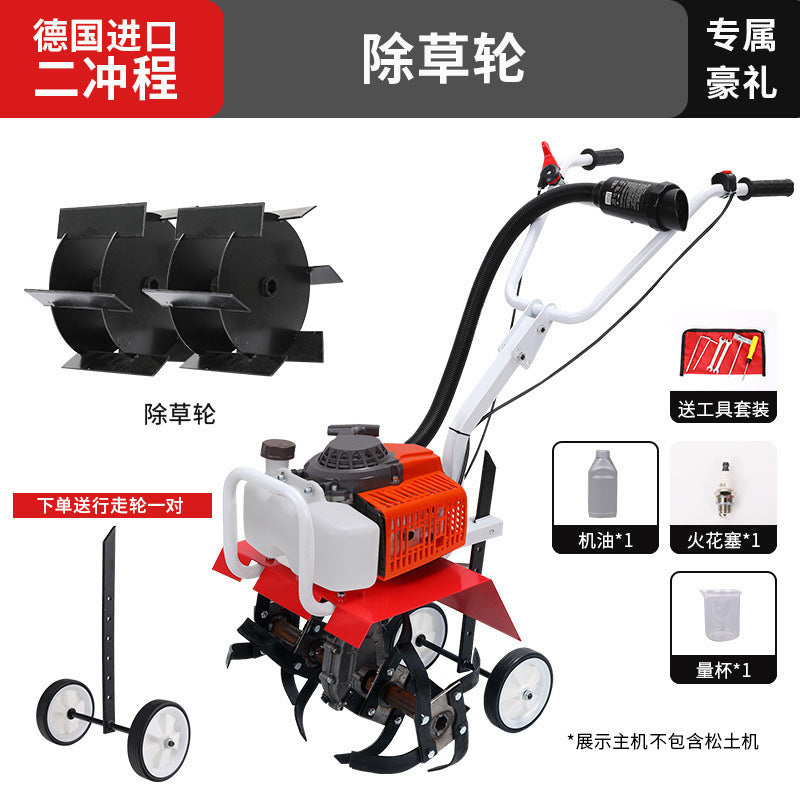 Zongshen Micro-Tiller Small Gasoline Household Four-Stroke Tillage Water Field Weeding Trenching Machine Land Turning and Land Reclamation Rotary Tillage