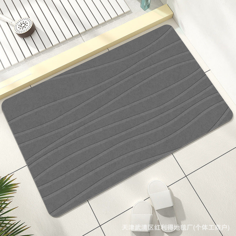 Simple Line Diatom Mud Absorbent Floor Mat Household Bathroom Non-slip Quick-drying Foot Mat Easy-care Door Mat in stock