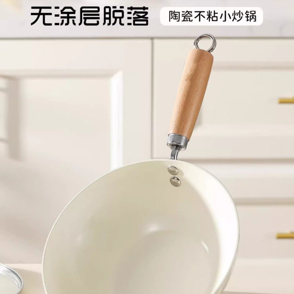 Small iron pot 20cm Japanese-style mini household uncoated flat cooking pot induction cooker suitable for small wok