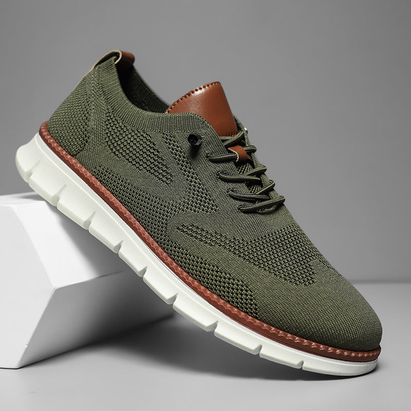 2025 British style men's shoes summer breathable sneaker fly woven mesh shoes men's